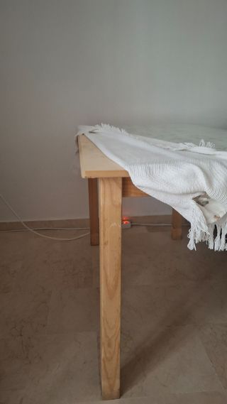 Mesa camilla rectangular de madera y cristal
