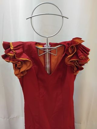 Traje Flamenca Adulto Rojo tinto y albero