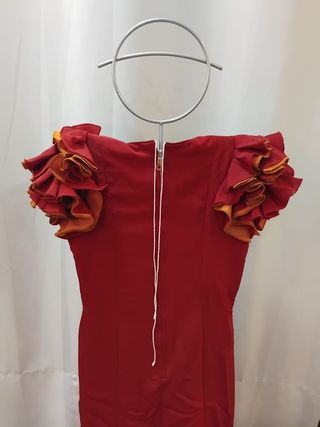 Traje Flamenca Adulto Rojo tinto y albero