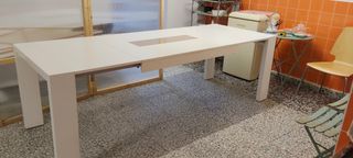 Mesa comedor lacada extensible con 6 sillas