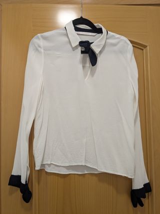 Camisa Zara estilo francés con lazo