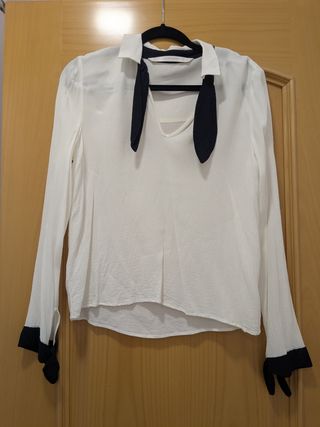 Camisa Zara estilo francés con lazo