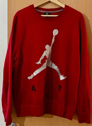 sudadera Jordan vintage roja gris tamaño L