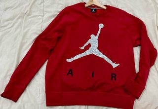 sudadera Jordan vintage roja gris tamaño L