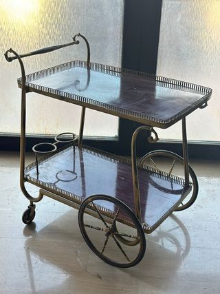 Carrello da salotto in metallo e legno