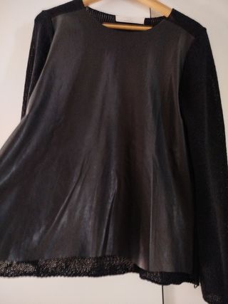 Jersey Zara Negro Efecto Piel