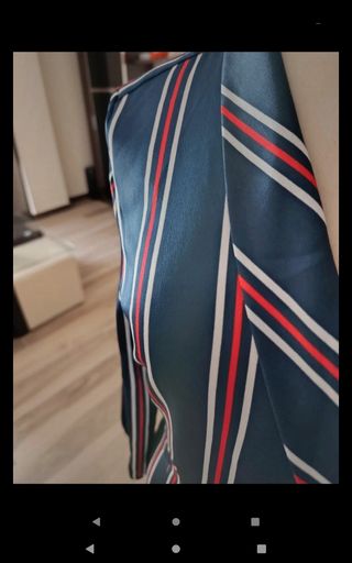 Vestido satén rayas azul, rojo y blanco