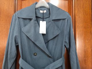 Trench Mango gris azulado XXS nuevo con etiqueta