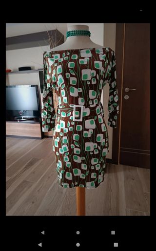 Vestido mini licra marrón y verde