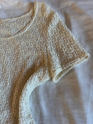 Camiseta manga corta talla S/M color blanco roto