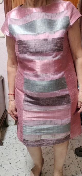 Vestido fiesta rosa y plateado