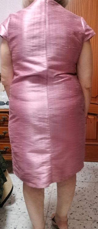 Vestido fiesta rosa y plateado