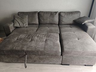Sofá Cama Gris Oscuro con Chaise longue