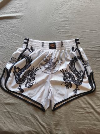 Pantalones MMA/Boxeo Blancos con Dragones