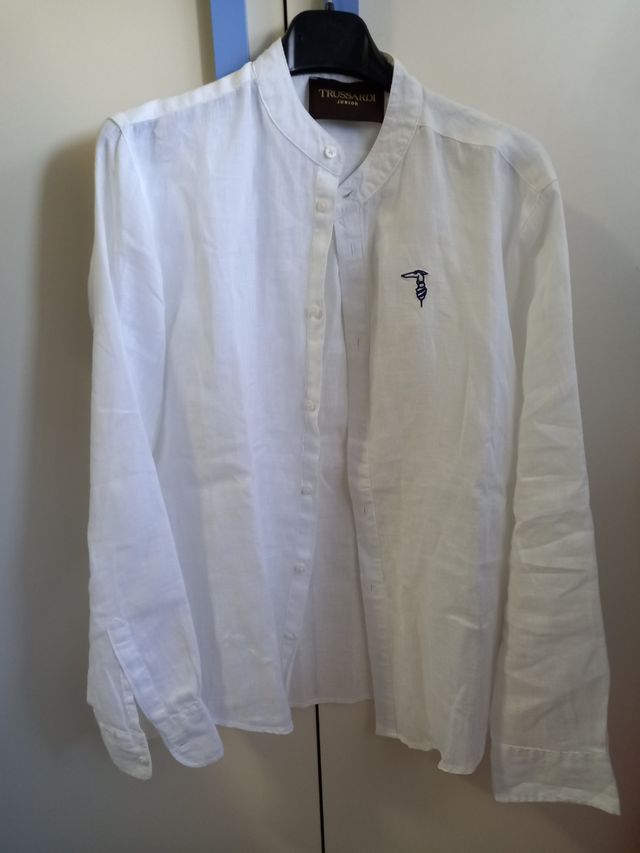 Camicia Trussardi Junior Lino Bianca 16 Anni