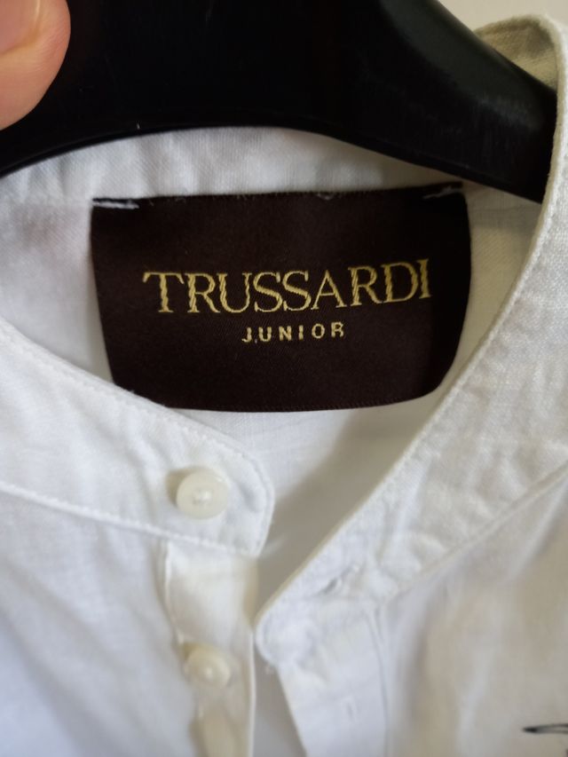 Camicia Trussardi Junior Lino Bianca 16 Anni