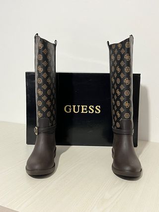 Stivali Guess Tg 37 Logo Monogram Marrone Nero