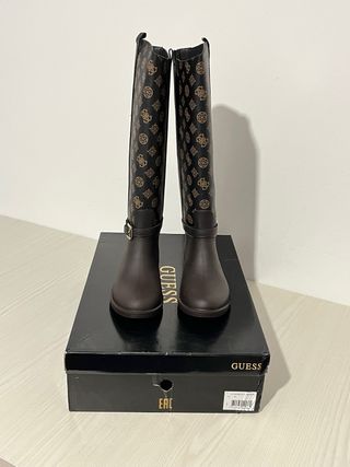 Stivali Guess Tg 37 Logo Monogram Marrone Nero