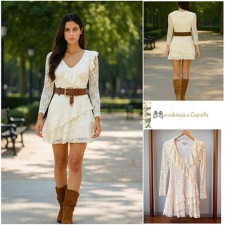 Nuevo + etiqueta . Vestido encaje blanco marfil 