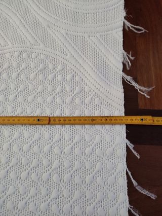 Scampolo stoffa bianco motivo geometrico