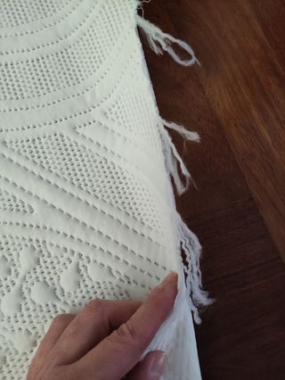 Scampolo stoffa bianco motivo geometrico