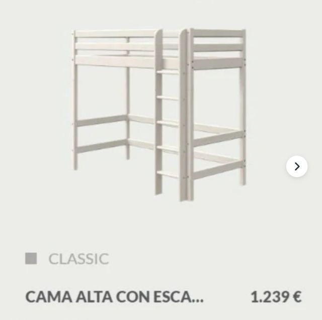 Cama alta con escritorio debajo