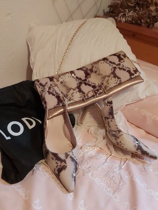 Conjunto Lodi: Zapatos y Bolso Serpiente