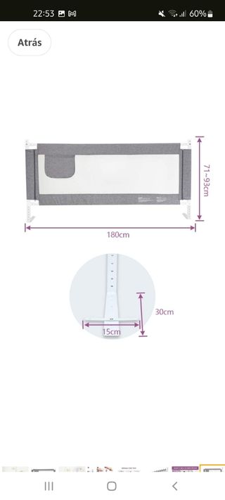 Barrera de Cama Bebé 180cm