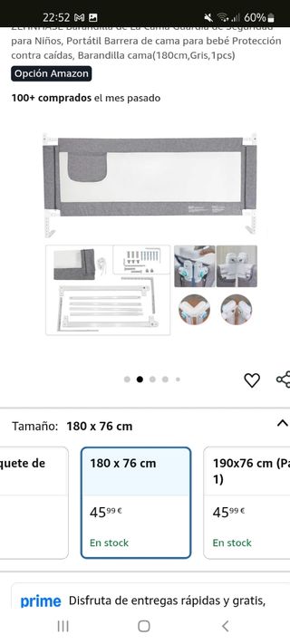 Barrera de Cama Bebé 180cm