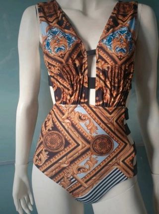 Costume intero F**k oro e marrone