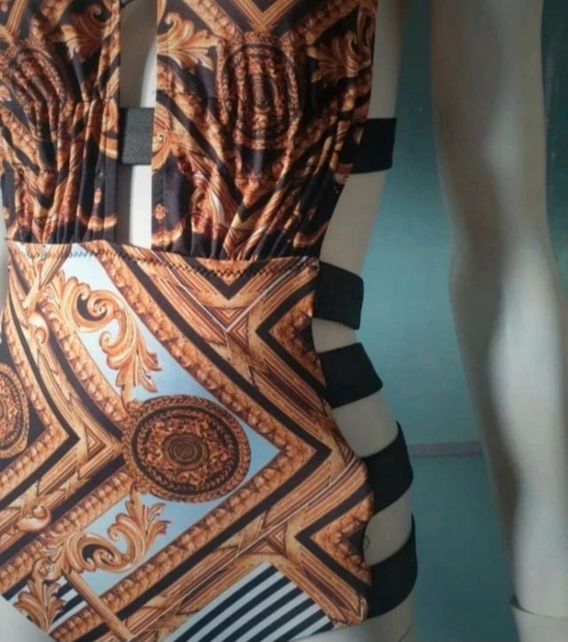 Costume intero F**k oro e marrone