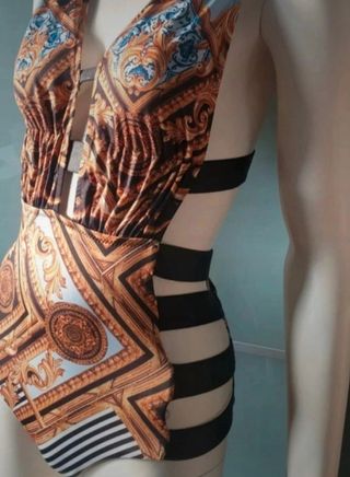 Costume intero F**k oro e marrone