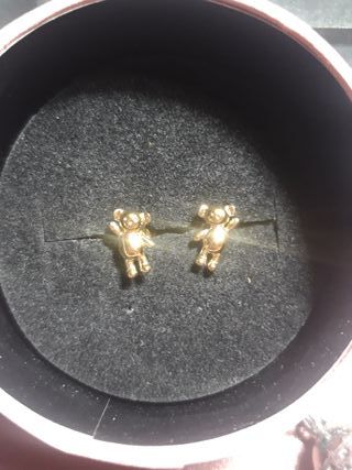 Pendientes con baño de oro 18 kt sobre plata Teddy