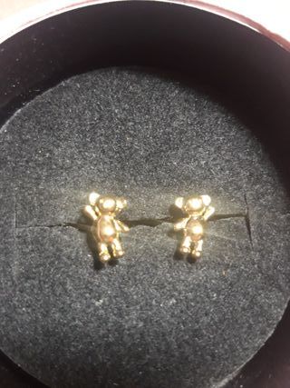 Pendientes con baño de oro 18 kt sobre plata Teddy