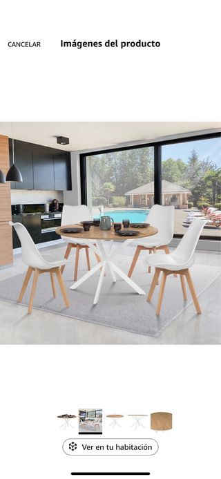 Mesa comedor redonda madera y metal