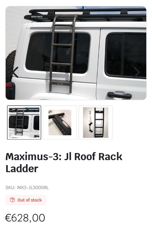 Maximus-3 JLU Roof Rack System - LONG + Roof Rack Side Ladder (Nuevo)