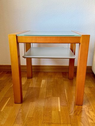 Mesa de salón madera y cristal