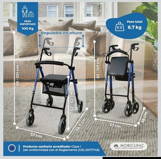 Andador Mobiclinic con asiento y cesta