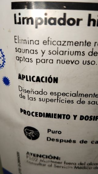 SEPTACRIL. HIGIENIZANTE SOLARIUMS Y SAUNA. 4 L