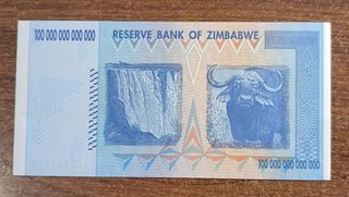 Zimbabue billete 100 trillones de dol