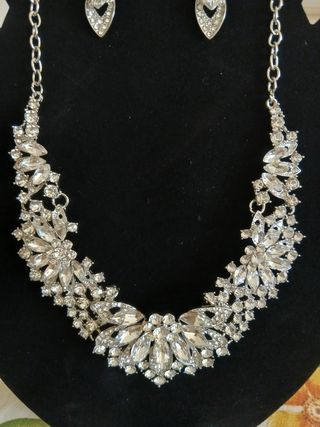 Parure gioielli argento con strass