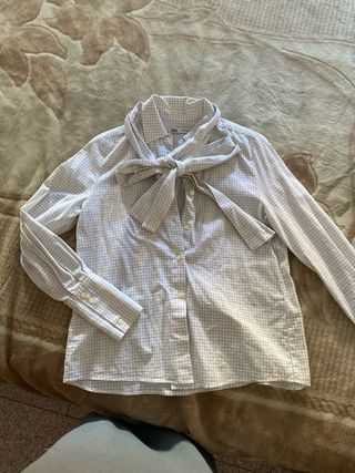 Camisa Zara cuadros lazo