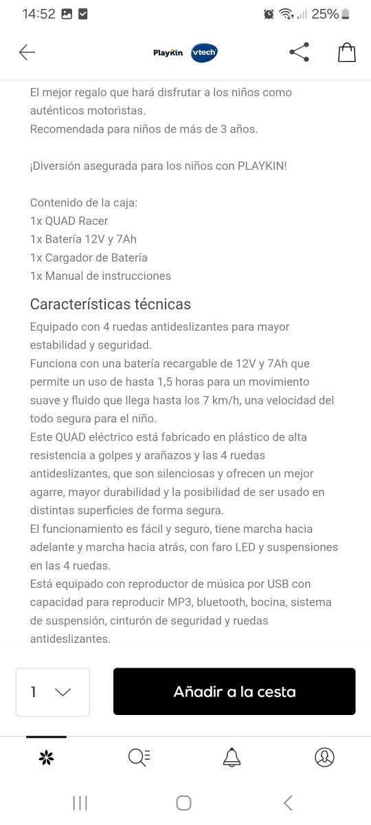 Coche eléctrico 12V Quad Racer Amarillo