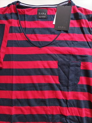 Camiseta Zara Rayas Rojas y Azules