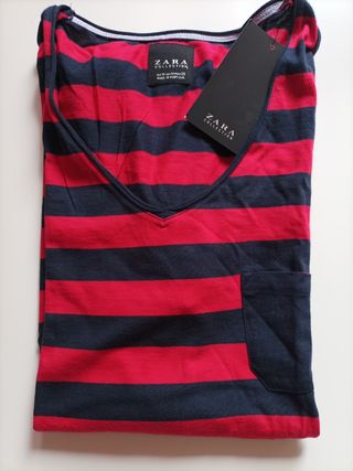 Camiseta Zara Rayas Rojas y Azules