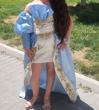 Vestido Gitano Niña Azul y Dorado