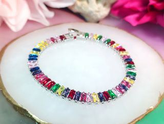 Pulsera plata 925 con gemas de colores
