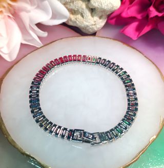 Pulsera plata 925 con gemas de colores