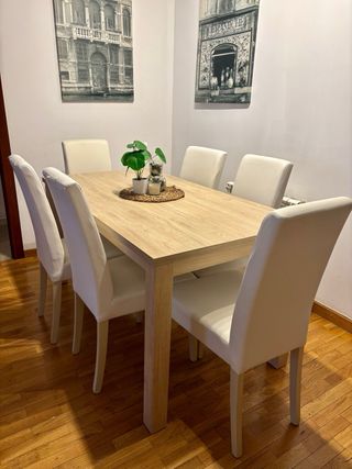 Mesa comedor y 6 sillas blancas (DE REGALO) 