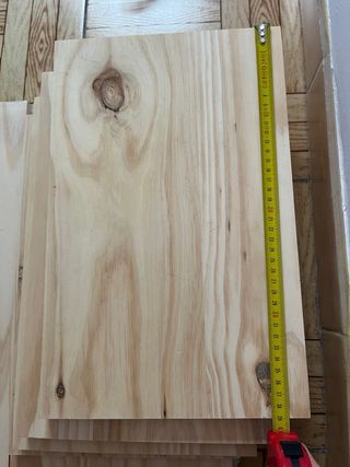 Lote 4 baldas de madera pino natural